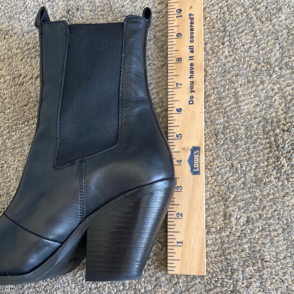 Pepe Jeans London Black Leather Cowboy Western Boot Bootie w Goring size EU 37 - Picture 13 of 17